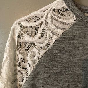 M grey and lace long sleeve shirt